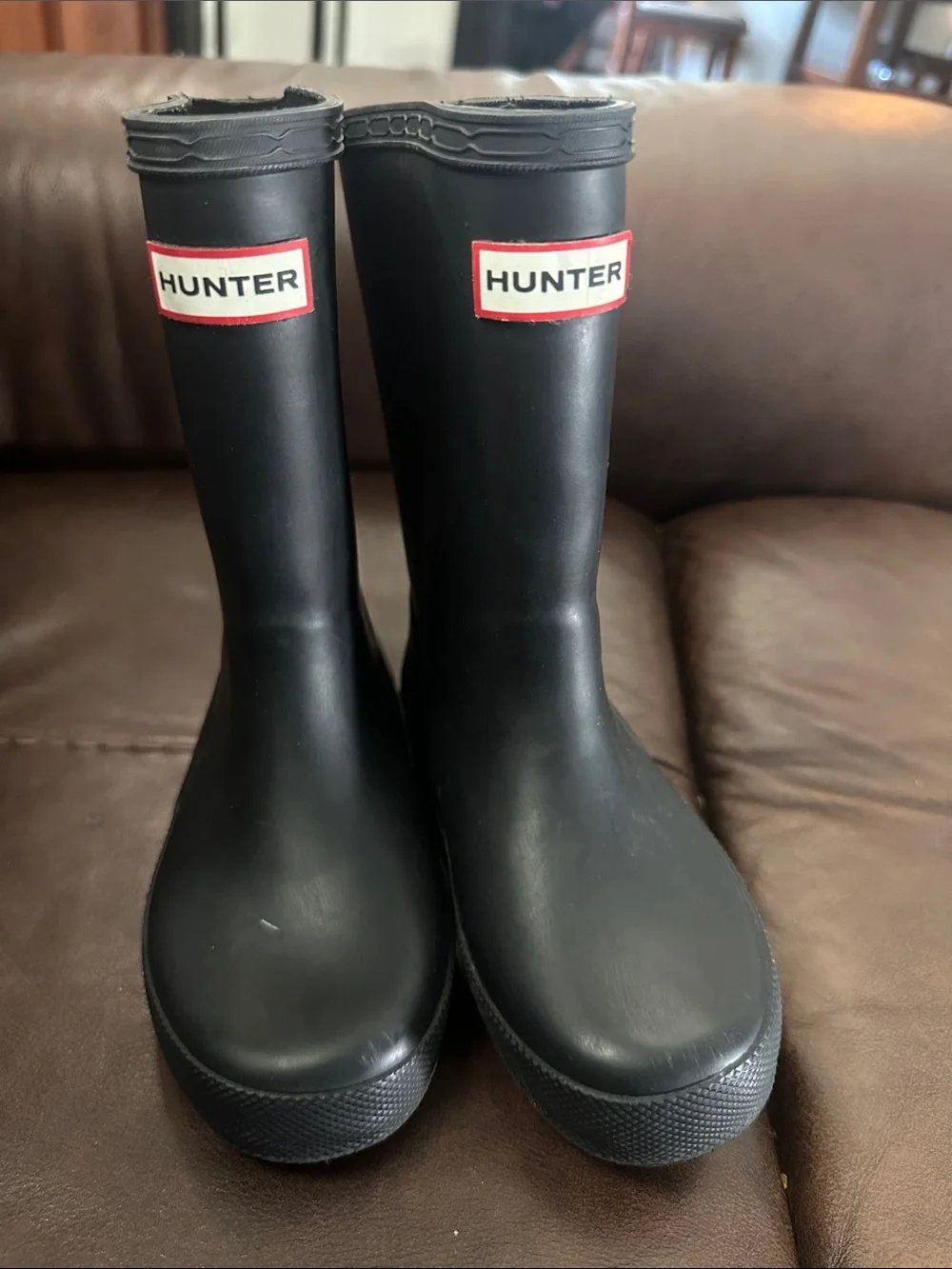 Hunter Black Kids Short Wellington Boots